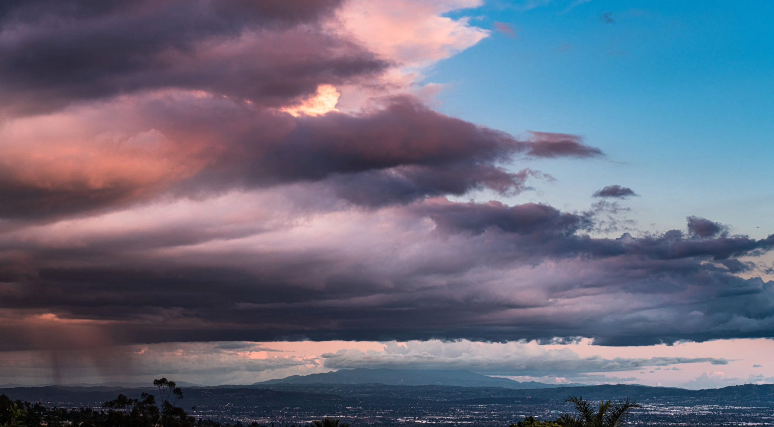 Rain clouds blowing in over Riverside County California